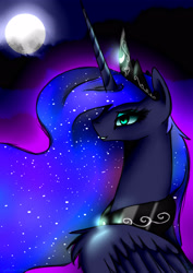 Size: 2507x3541 | Tagged: safe, artist:minelvi, princess luna, alicorn, pony, moon, portrait, solo