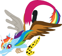 Size: 925x839 | Tagged: safe, artist:cdla, rainbow dash, draconequus, draconequified, species swap