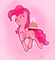 Size: 1011x1100 | Tagged: safe, artist:poptart36, pinkie pie, earth pony, pony, cake, cute, diapinkes, eyes closed, female, mare, pink background, simple background, solo