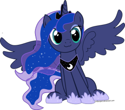 Size: 6000x5311 | Tagged: safe, artist:arifproject, princess luna, alicorn, pony, :3, absurd resolution, cute, lunabetes, meme, simple background, sitting, sitting catface meme, solo, spread wings, transparent background