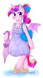 Size: 468x850 | Tagged: safe, artist:divided-s, princess cadance, alicorn, pony, bipedal, clothes, cute, cutedance, dress, purse, solo, umbrella