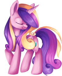 Size: 1024x1256 | Tagged: safe, artist:voilet14, princess cadance, alicorn, pony, crown, female, horn, mare, multicolored mane, solo