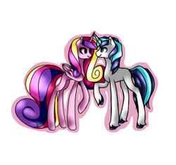 Size: 6000x5616 | Tagged: safe, artist:reappearances, princess cadance, shining armor, alicorn, pony, unicorn, absurd resolution, female, looking at each other, male, shiningcadance, shipping, straight