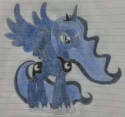 Size: 1024x958 | Tagged: safe, artist:cnsfan2, princess luna, alicorn, pony, lined paper, solo, traditional art