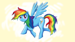 Size: 2206x1244 | Tagged: safe, artist:pairlee, rainbow dash, pegasus, pony, female, gradient background, mare, solo