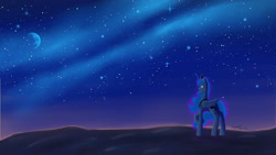 Size: 1920x1080 | Tagged: safe, artist:majorlaughmaster, princess luna, alicorn, pony, moon, night, raised hoof, solo, stars