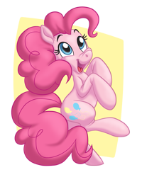 Size: 641x800 | Tagged: safe, artist:katseartist, pinkie pie, earth pony, pony, abstract background, female, happy, mare, open mouth, solo