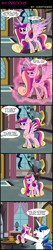Size: 1000x4736 | Tagged: safe, artist:icesticker, princess cadance, shining armor, alicorn, pony, unicorn, :t, age regression, angry, comic, cute, cutedance, filly, glare, holding a pony, imminent murder, loose fitting clothes, magic, open mouth, raised hoof, scrunchy face, shining armor is a goddamn moron, shrinking, smiling, spread wings, this will end in a night on the couch, this will end in tears and/or a journey to the moon