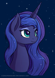 Size: 1700x2390 | Tagged: safe, artist:llamacheesecake, princess luna, alicorn, pony, cute, eye reflection, lunabetes, portrait, solo, stars