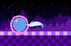 Size: 5175x3375 | Tagged: safe, artist:superhypersonic2000, derpibooru import, trixie, pony, unicorn, ball, female, levitation, magic, mare, motion lines, night, pixel art, rolling, self-levitation, solo, sonic the hedgehog (series), spin dash, stars, telekinesis, trixieball