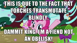 Size: 400x225 | Tagged: safe, pinkie pie, earth pony, pony, bronyetiquette, forced meme, meta, text