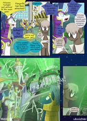 Size: 1950x2700 | Tagged: safe, artist:dracojayproduct, shining armor, oc, oc:eschar, oc:pierson, pony, unicorn, comic:lunar isolation, comic, royal guard