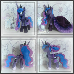 Size: 1024x1024 | Tagged: safe, artist:evaangellove, princess luna, clothes, dress, hair bow, irl, photo, plushie, ponytail, socks, solo, watermark