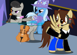 Size: 929x664 | Tagged: safe, artist:ask-star-singer, derpibooru import, octavia melody, trixie, oc, earth pony, pony