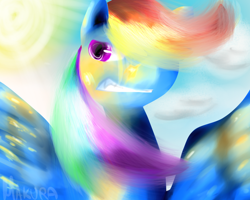 Size: 1000x800 | Tagged: safe, artist:maku-ra, rainbow dash, pegasus, pony, blue mane, female, mare, multicolored mane