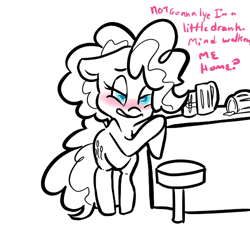 Size: 500x500 | Tagged: safe, artist:mt, pinkie pie, earth pony, pony, blushing, drunk, drunkie pie