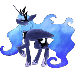 Size: 2000x2000 | Tagged: safe, artist:lunar-march, princess luna, alicorn, pony, raised hoof, simple background, smirk, solo, transparent background