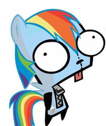 Size: 1297x1540 | Tagged: safe, rainbow dash, pegasus, pony, blue mane, female, gir, invader zim, mare, multicolored mane