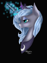 Size: 1024x1365 | Tagged: safe, artist:luna-republic1, princess luna, alicorn, pony, magic, portrait, s1 luna, simple background, solo