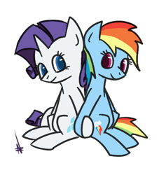 Size: 500x550 | Tagged: safe, artist:ponchuzn, rainbow dash, rarity, pegasus, pony, unicorn, female, lesbian, raridash, shipping