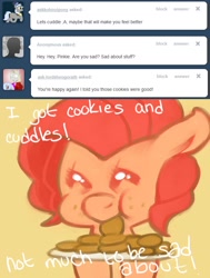 Size: 642x850 | Tagged: dead source, safe, artist:dhui, pinkie pie, earth pony, pony, ask tired pie, cookie