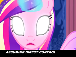 Size: 1194x898 | Tagged: safe, screencap, princess cadance, alicorn, pony, assuming direct control, harbinger, mass effect, mind control, possessed, possession, solo