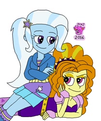 Size: 817x978 | Tagged: safe, artist:resotii, derpibooru import, adagio dazzle, trixie, equestria girls, female, lesbian, shipping, triagio