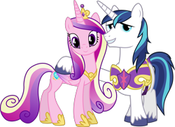 Size: 8260x6000 | Tagged: safe, artist:gamemasterluna, princess cadance, shining armor, alicorn, pony, unicorn, .svg available, absurd resolution, grin, hug, looking at you, simple background, smiling, transparent background, vector