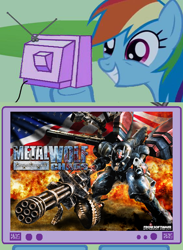 Size: 564x770 | Tagged: safe, rainbow dash, pegasus, pony, exploitable meme, meme, metal wolf chaos, tv meme