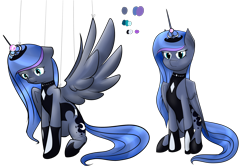 Size: 3000x2000 | Tagged: safe, artist:catopia26, princess luna, alicorn, pony, armor, crown, discorded, female, mare, reference sheet, simple background, solo, transparent background