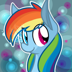 Size: 400x400 | Tagged: dead source, safe, artist:weeping-alicorns, rainbow dash, pegasus, pony, bust, heterochromia, portrait, solo