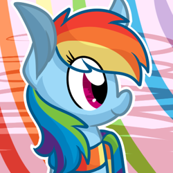 Size: 400x400 | Tagged: safe, artist:weeping-alicorns, rainbow dash, pegasus, pony, blue coat, clothes, female, mare, multicolored mane, scarf, solo