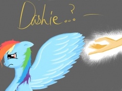 Size: 250x187 | Tagged: safe, rainbow dash, human, fanfic:my little dashie, fanfic, hand