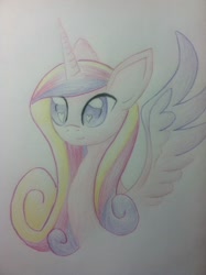 Size: 1936x2592 | Tagged: safe, artist:esnnoirlyltoc, princess cadance, alicorn, pony, female, horn, solo, traditional art