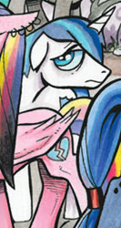 Size: 145x272 | Tagged: safe, idw, princess cadance, shining armor, alicorn, pony, unicorn, spoiler:comic, evil cadance, mirror universe