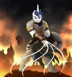 Size: 3000x3200 | Tagged: safe, artist:wicked-at-heart, shining armor, anthro, crossover, gideon jura, magic the gathering, planestrotter, planeswalker, solo