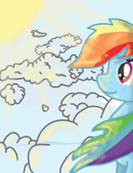 Size: 1913x2476 | Tagged: safe, artist:chikennugets, rainbow dash, pegasus, pony, detailed background, female, mare, solo