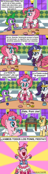 Size: 1024x3665 | Tagged: safe, artist:aleximusprime, artist:frank1605, donut joe, pinkie pie, rarity, spike, dragon, earth pony, pony, unicorn, comic, spanish, translation