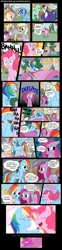 Size: 877x3549 | Tagged: safe, artist:frank1605, artist:musapan, bon bon, derpy hooves, dinky hooves, lyra heartstrings, minuette, pinkie pie, rainbow dash, sweetie drops, earth pony, pegasus, pony, fanfic:cupcakes, comic, female, mare, pinkamena diane pie, spanish, translation