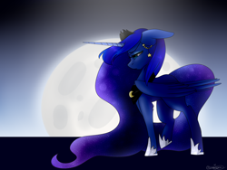 Size: 1600x1200 | Tagged: safe, artist:ohhoneybee, princess luna, alicorn, pony, female, horn, mare, moon, solo