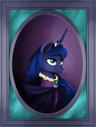 Size: 2200x2900 | Tagged: safe, artist:poecillia-gracilis19, princess luna, alicorn, pony, cape, clothes, portrait, solo