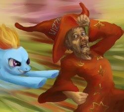 Size: 1100x1000 | Tagged: safe, rainbow dash, human, crossover, discworld, rincewind