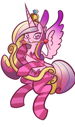 Size: 1138x1920 | Tagged: artist needed, safe, artist:zev, princess cadance, alicorn, pony, bow and arrow, colored, socks, solo, striped socks