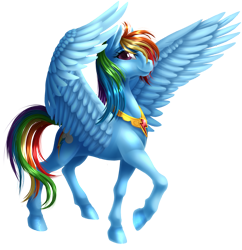 Size: 1360x1403 | Tagged: safe, artist:kittehkatbar, rainbow dash, pegasus, pony, backwards cutie mark, element of loyalty, semi-realistic, simple background, spread wings, transparent background