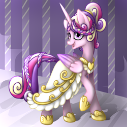 Size: 1000x1000 | Tagged: safe, artist:wingedwolf94, princess cadance, alicorn, pony, clothes, dress, solo