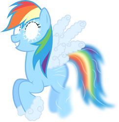 Size: 4850x5000 | Tagged: safe, artist:ambassad0r, rainbow dash, pegasus, pony, series:magic is powerful, absurd resolution, air elemental, cloud pony, cloud wings, elemental, female, flying, glowing eyes, mare, simple background, solo, transformed, transparent background, white eyes