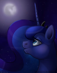 Size: 792x1008 | Tagged: safe, artist:faunacreations, princess luna, alicorn, pony, mare in the moon, moon, solo