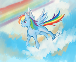 Size: 600x494 | Tagged: safe, artist:aerolyx, rainbow dash, pegasus, pony, detailed background, female, mare, solo