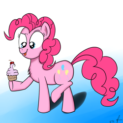 Size: 900x900 | Tagged: safe, artist:jhannrahn, pinkie pie, earth pony, pony, cupcake, cute, johann, love