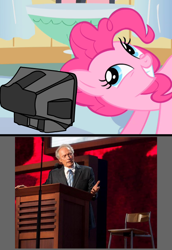 Size: 550x800 | Tagged: safe, pinkie pie, pony, feeling pinkie keen, chair, clint eastwood, eastwooding, exploitable meme, meme, republican national convention, television, thrown together, tv meme